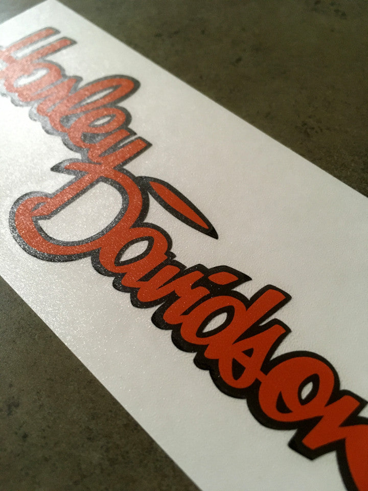 6 Inch Glossy Orange on Glossy Back Harley-Davidson Custom Script Font No 2 Decal