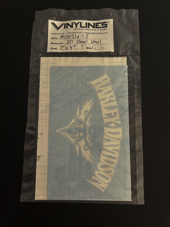 7 in Harley-Davidson Arched Dagger Text with Eagle Face Stencils