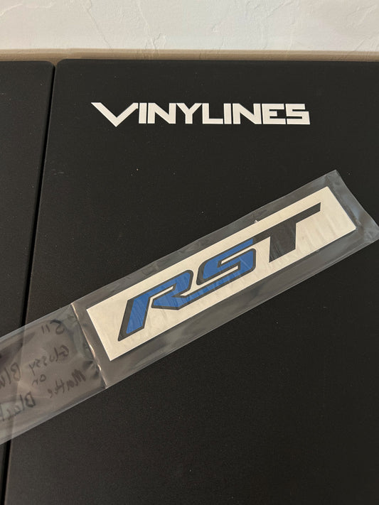 5 inch Glossy Blue on Matte Black Chevy RST Decal 2 Pack