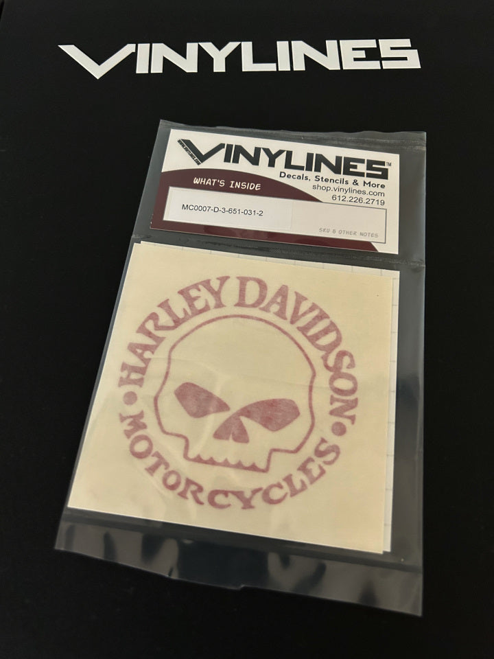 3 inch Glossy Red HD Willie G Outline Skull Decal 2 Pack