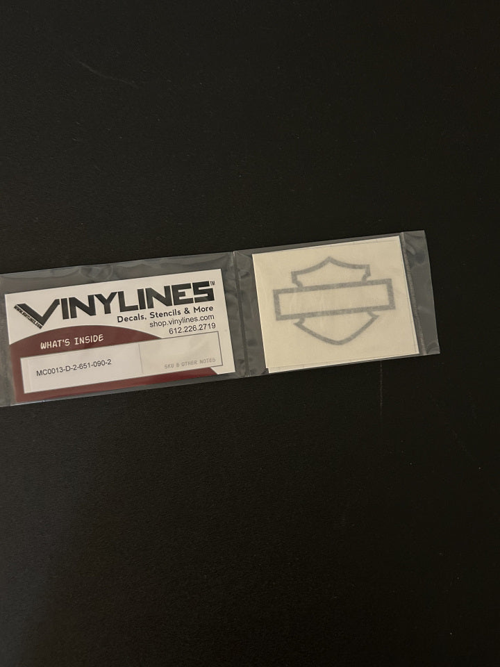 2 inch Glossy Silver Thick Bar and Shield Outline Decal 2 Pack