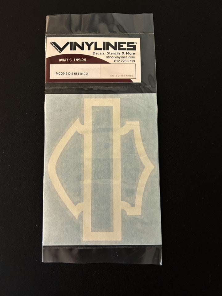 5 inch Glossy White Very Thick Bar and Shield Decal 2 Pack