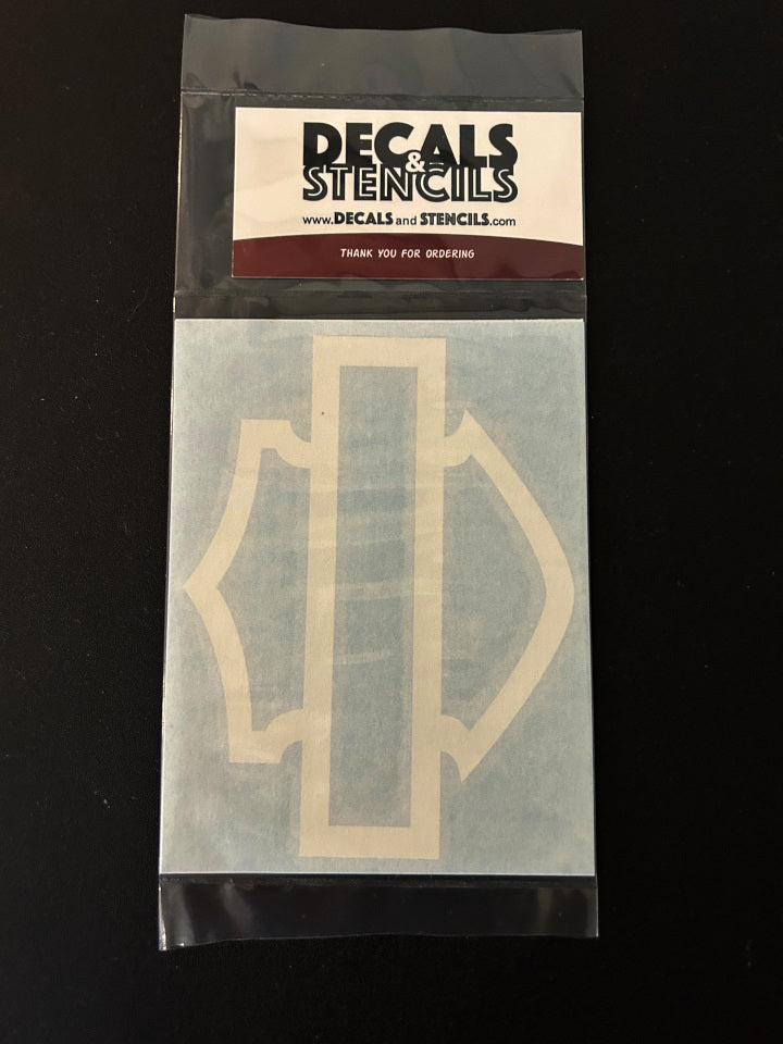 5 inch Glossy White Very Thick Bar and Shield Decal 2 Pack