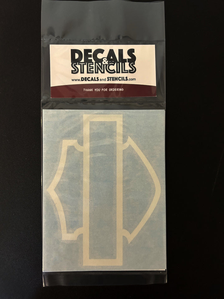 5 inch Glossy White Thick Bar and Shield Decal 2 Pack