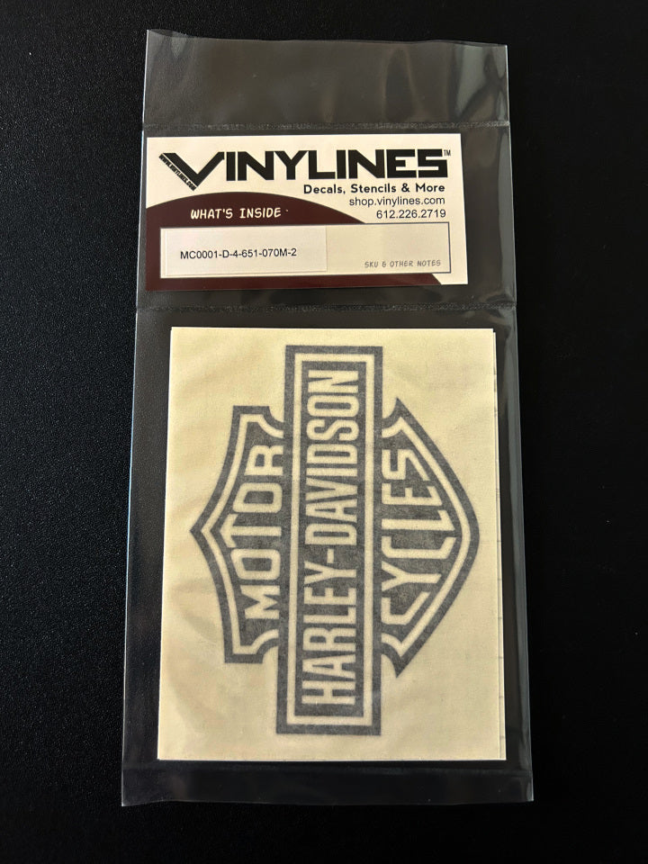 4 Inch Matte Black Harley Davidson Outer Logo Decal 2 Pack