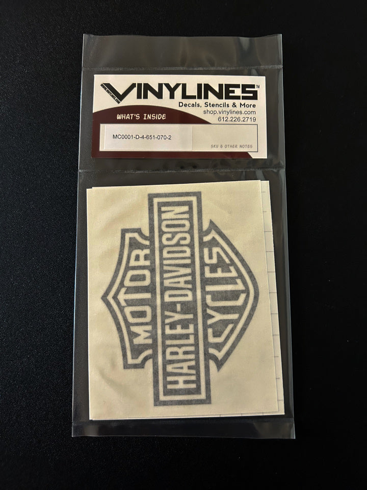 4 Inch Glossy Black Harley Davidson Outer Logo Decal 2 Pack