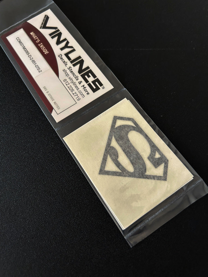 2 Inch Glossy Black Classic Superman Symbol Decal 2 Pack