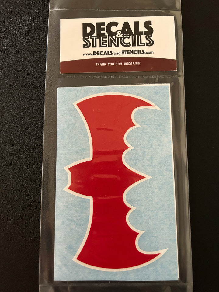 5 Inch Glossy Red on Glossy White 1966 Batmobile Symbol Decal 2 Pack
