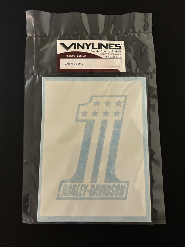 5 inch Number One Harley-Davidson with Stars Stencil 2 Pack