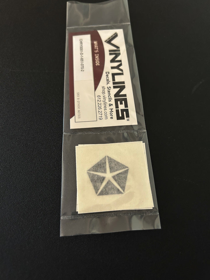 1 Inch Glossy Black Chrysler Pentastar Symbol Decal 2 Pack