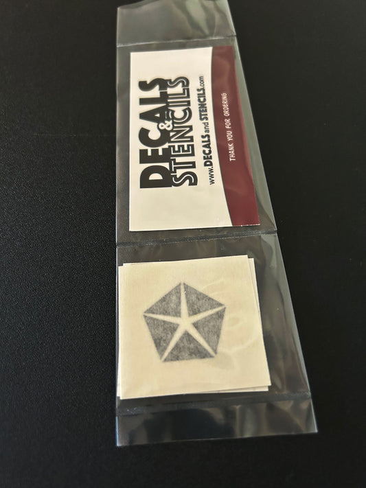 1 Inch Glossy Black Chrysler Pentastar Symbol Decal 2 Pack