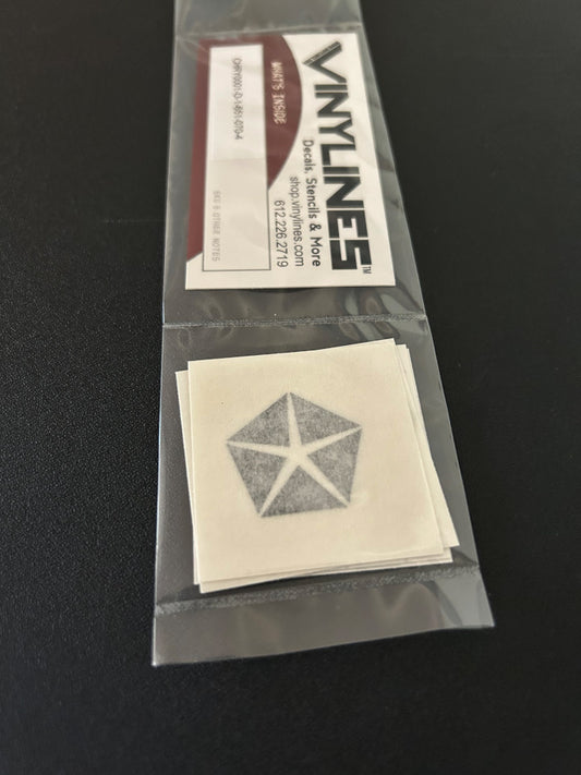 1 Inch Glossy Black Chrysler Pentastar Symbol Decal 4 Pack