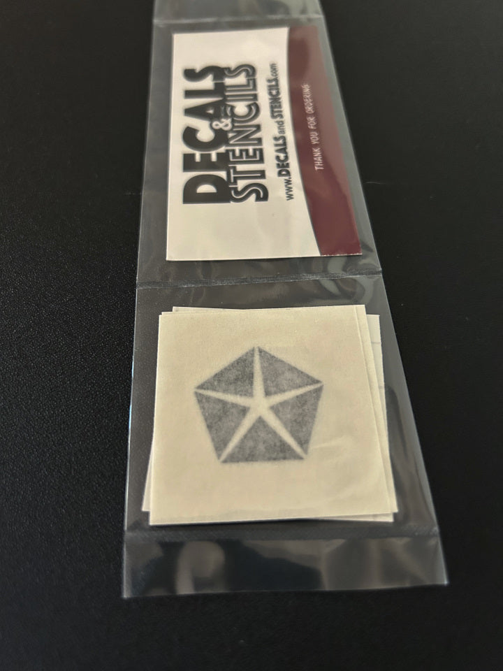 1 Inch Glossy Black Chrysler Pentastar Symbol Decal 4 Pack