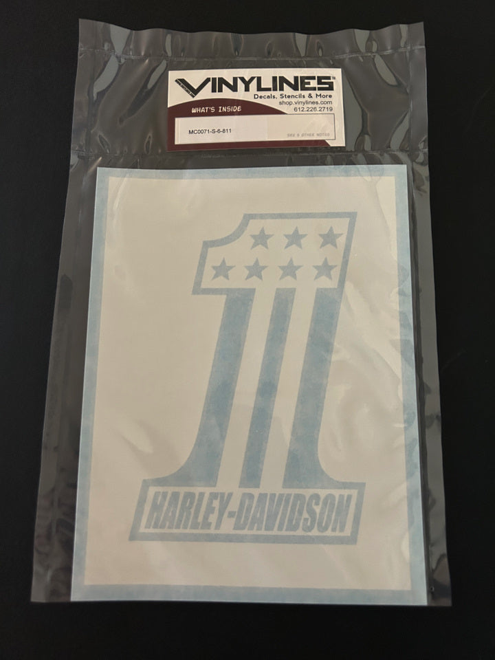 6 Inch Number One Harley-Davidson with Stars Stencil