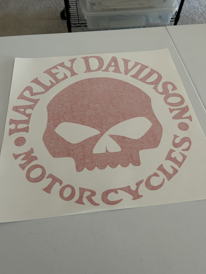 18 Inch Glossy Orange HD Willie G Solid Skull Vinyl Decal