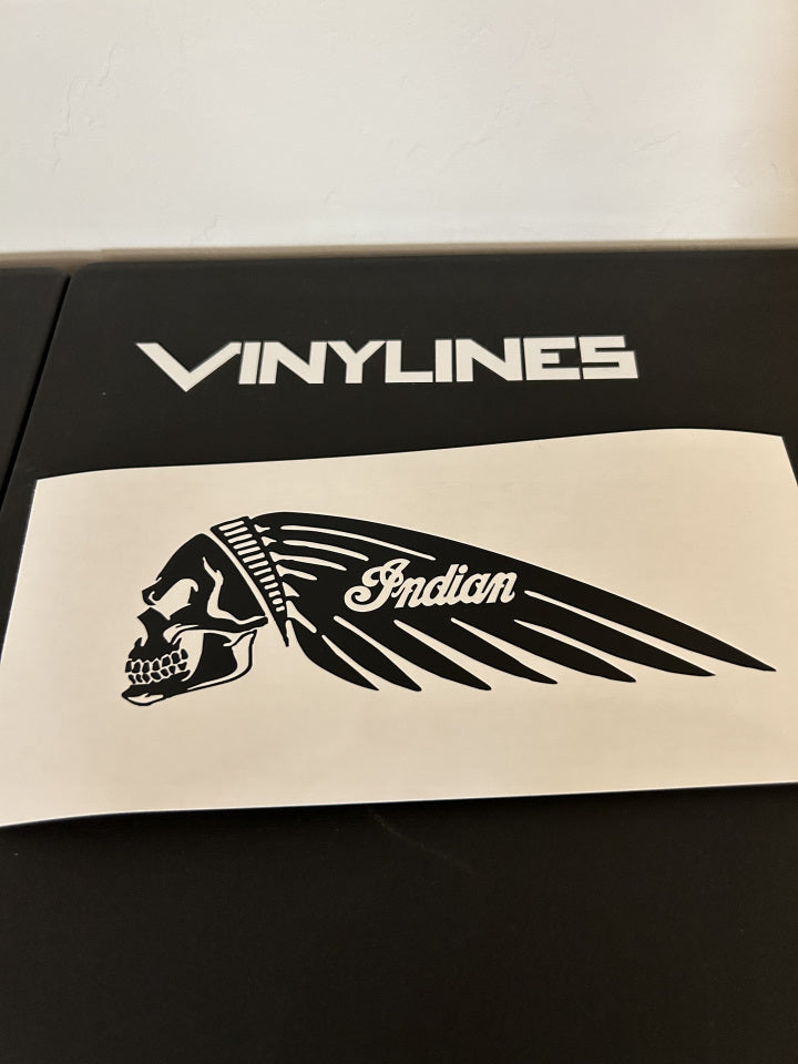 One Left and One Right Facing 6 Inch Indian Motorcycle Skull Head Logo Decals
