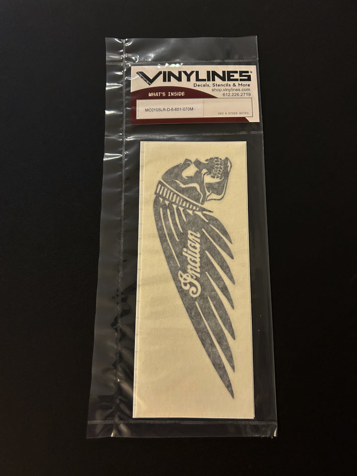 One Left and One Right Facing 6 Inch Indian Motorcycle Skull Head Logo Decals