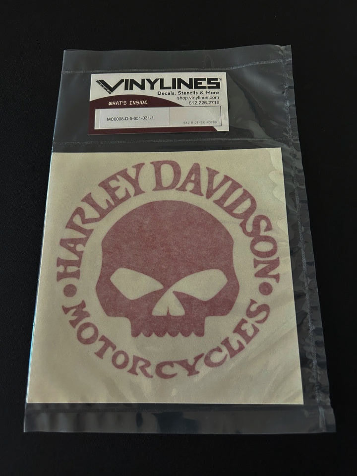 5 Inch Glossy Red HD Willie G Solid Skull Vinyl Decal