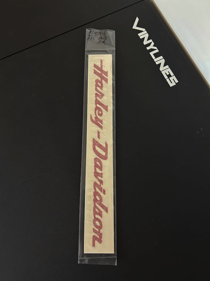 12 Inch Glossy Red Harley-Davidson Oldy Script Decal 2 Pack