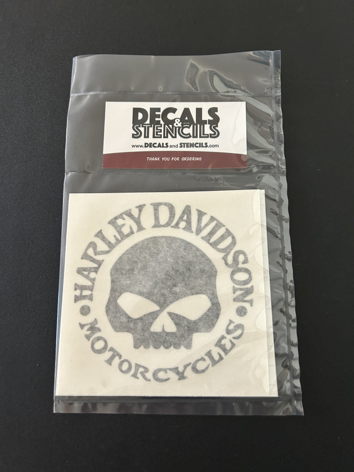 4 Inch Glossy Black HD Willie G Solid Skull Vinyl Decal 2 Pack