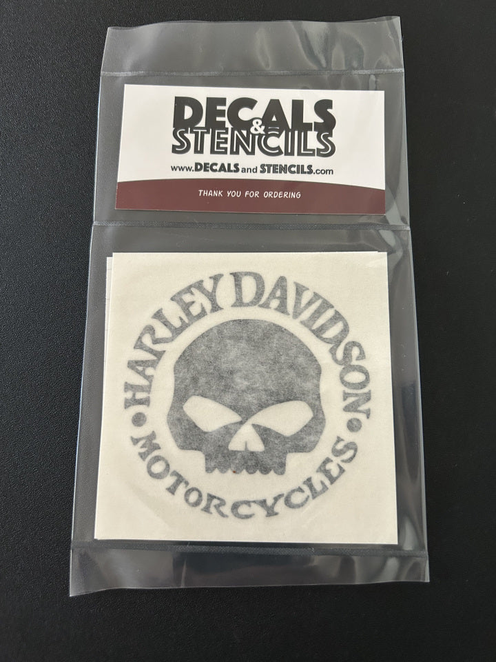 3 Inch Glossy Black HD Willie G Solid Skull Vinyl Decal 2 Pack