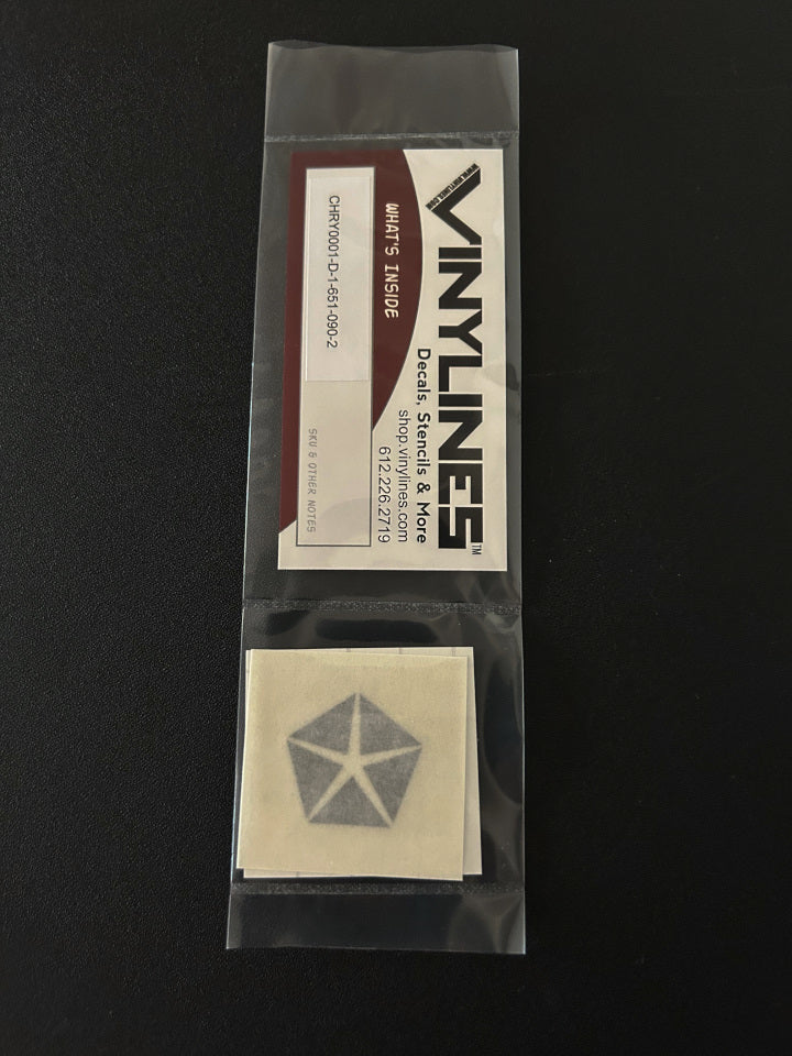 1 Inch Glossy Silver Chrysler Pentastar Symbol Decal 2 Pack