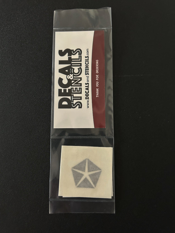 1 Inch Glossy Silver Chrysler Pentastar Symbol Decal 2 Pack