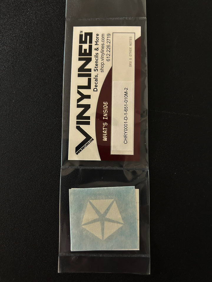 1 Inch Matte White Chrysler Pentastar Symbol Decal 2 Pack