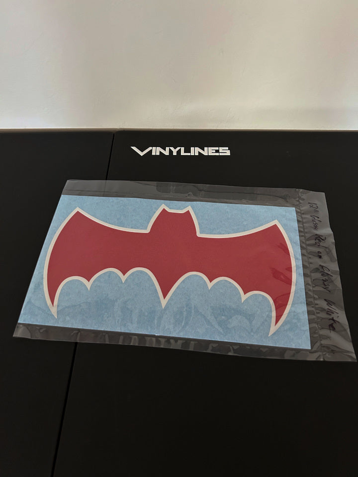 12 Inch Glossy Red on Glossy White 1966 Batmobile Symbol Decal