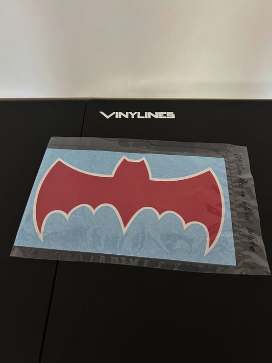 12 Inch Glossy Red on Glossy White 1966 Batmobile Symbol Decal