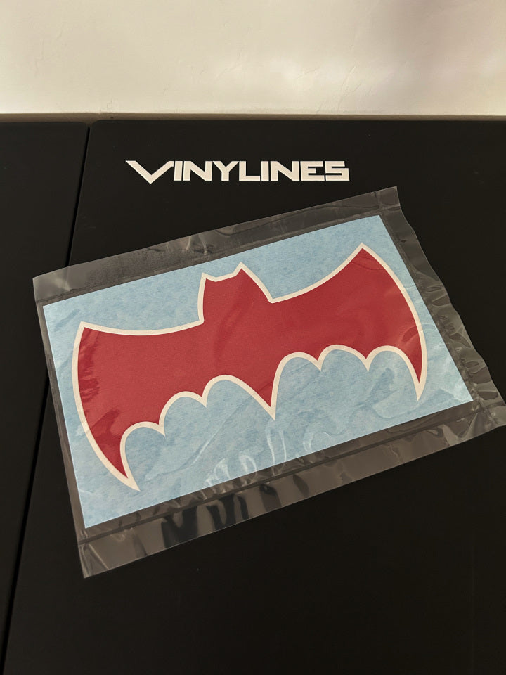8 Inch Glossy Red on Glossy White 1966 Batmobile Symbol Decal