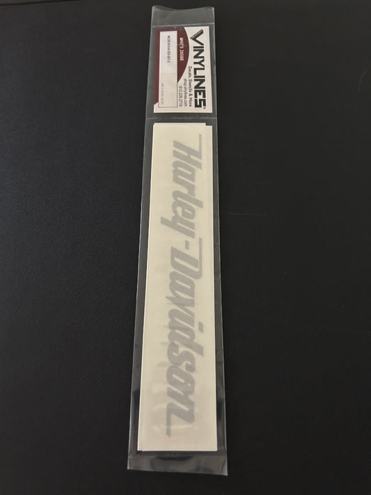 8 Inch Chrome Mirror Harley-Davidson Script Text Decal 2 Pack