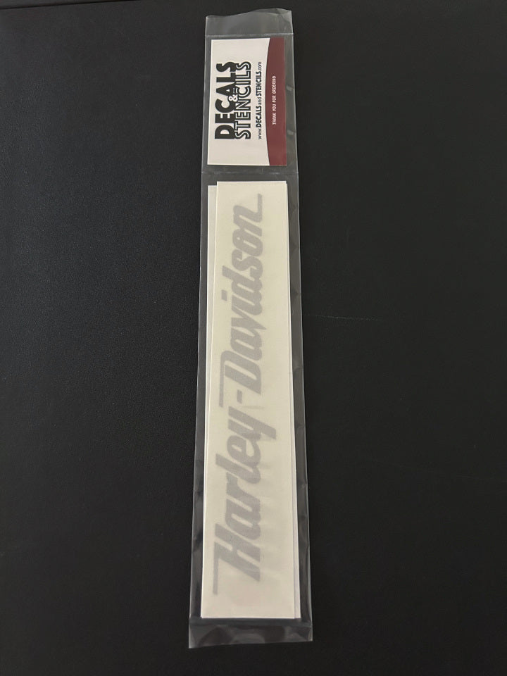 8 Inch Chrome Mirror Harley-Davidson Script Text Decal 2 Pack