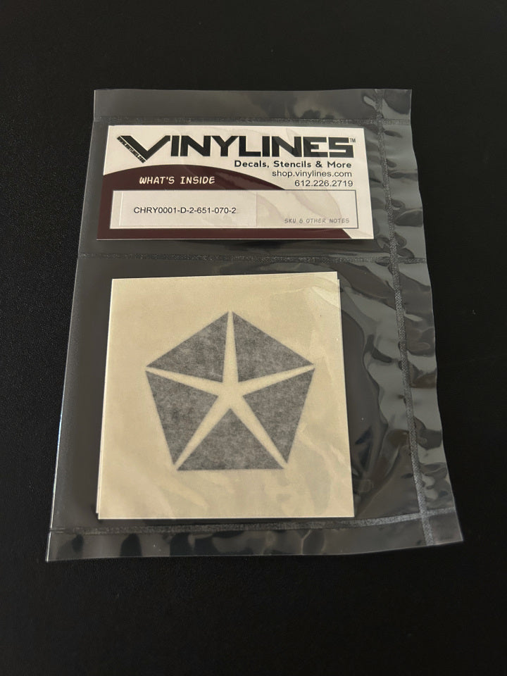 2 Inch Glossy Black Chrysler Pentastar Symbol Decal 2 Pack