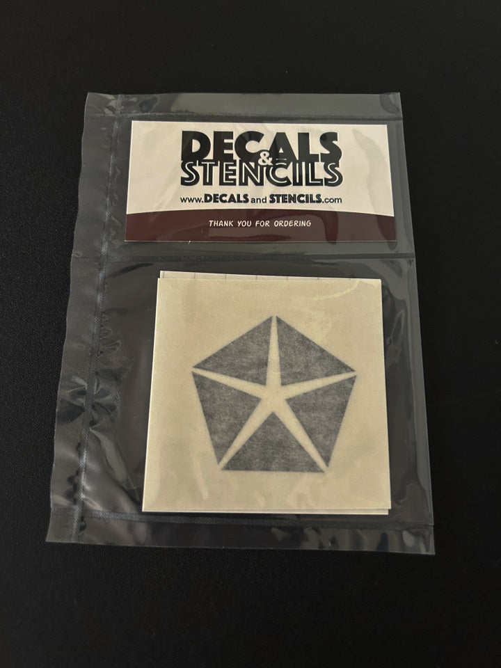 2 Inch Glossy Black Chrysler Pentastar Symbol Decal 2 Pack