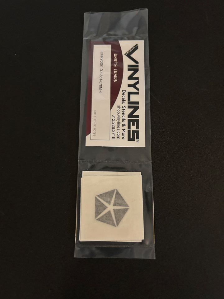 1 Inch Matte Black Chrysler Pentastar Symbol Decal 4 Pack