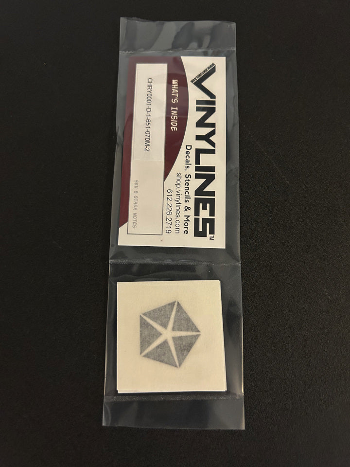 1 Inch Matte Black Chrysler Pentastar Symbol Decal 2 Pack