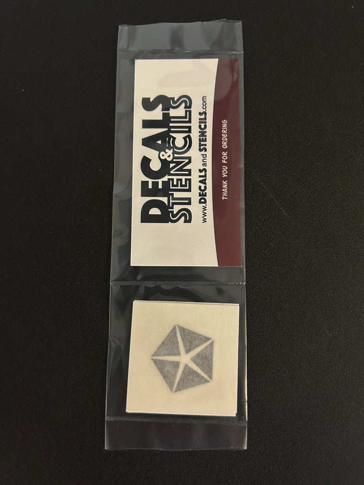 1 Inch Matte Black Chrysler Pentastar Symbol Decal 2 Pack