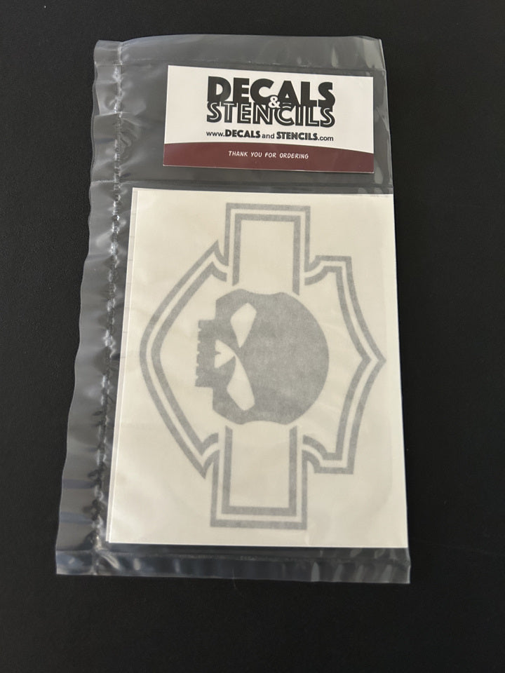 5 In Glossy SIlver HD Willie G Skull Double Bar-n-Shield Decal 2 Pack