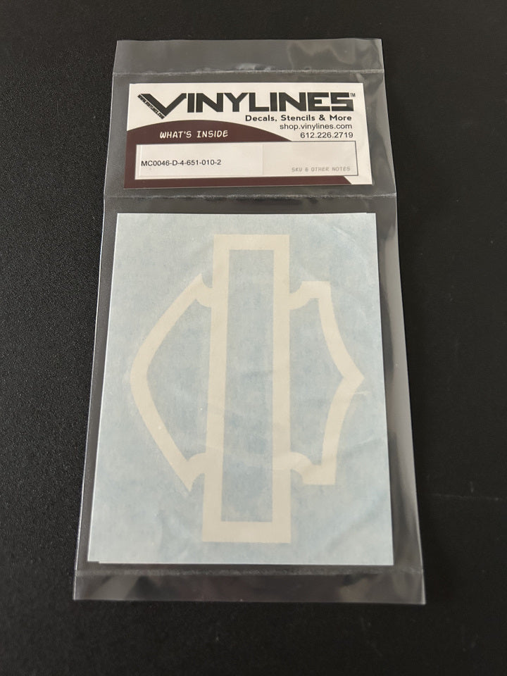 4 Inch Glossy White Very Thick Bar and Shield Decal 2 Pack
