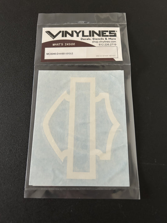 4 Inch Glossy White Very Thick Bar and Shield Decal 2 Pack
