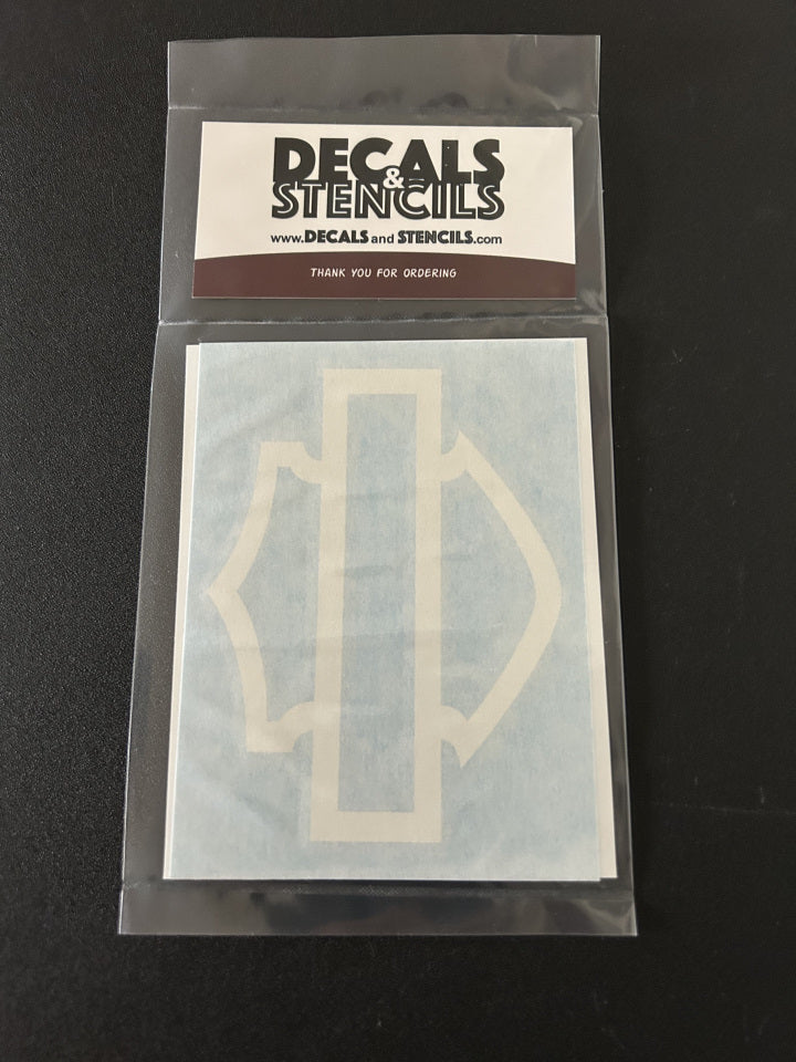 4 Inch Glossy White Very Thick Bar and Shield Decal 2 Pack