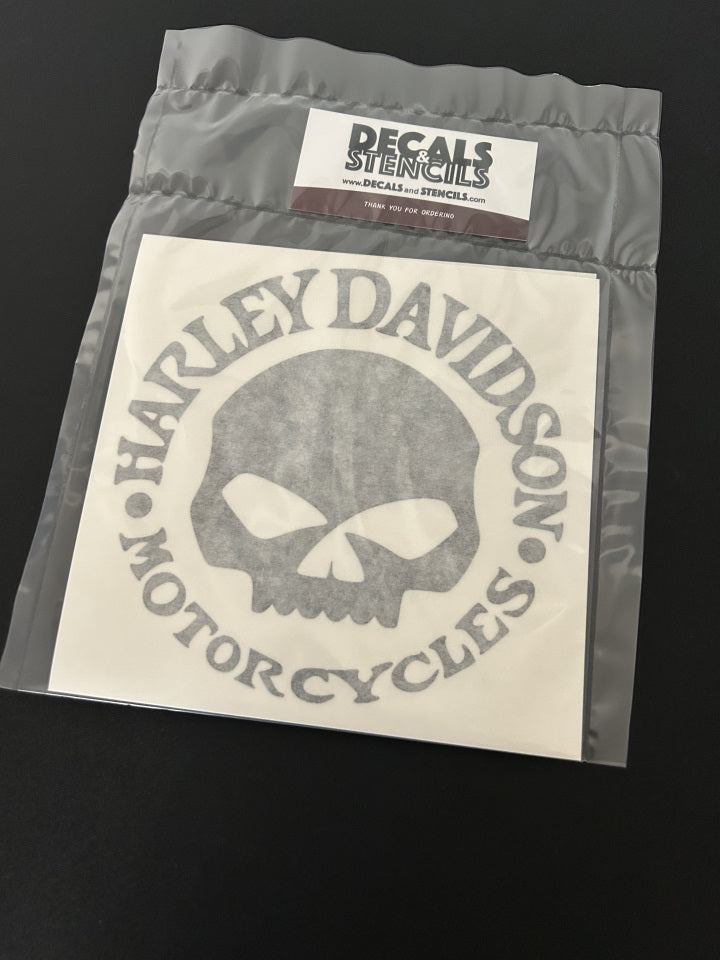 6 Inch Matte Black HD Willie G Solid Skull Vinyl Decal 2 Pack