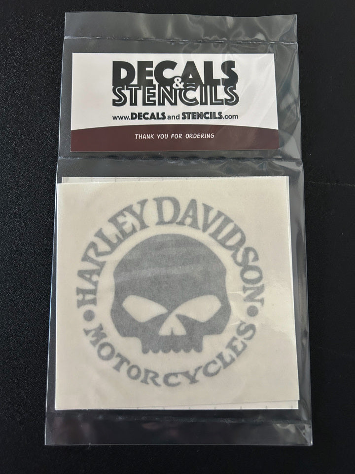 3 Inch Glossy Siler Grey HD Willie G Solid Skull Vinyl Decal 3 Pack