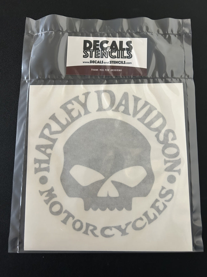 6 Inch Glossy Silver Grey HD Willie G Solid Skull Vinyl Decal 2 Pack