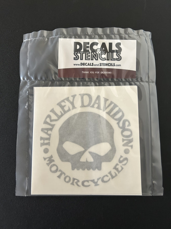 4 Inch Glossy Silver Grey HD Willie G Solid Skull Vinyl Decal 3 Pack