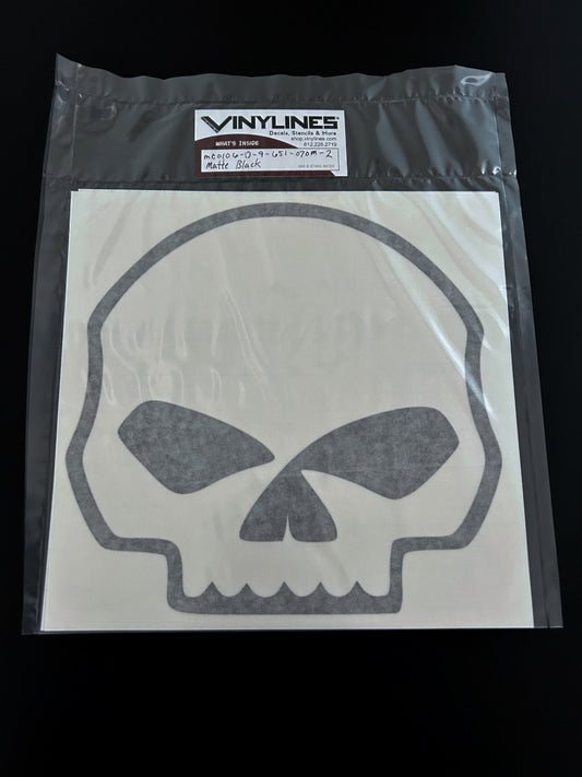 9 Inch Matte Black Outline Willie G Skull Decal 2 Pack