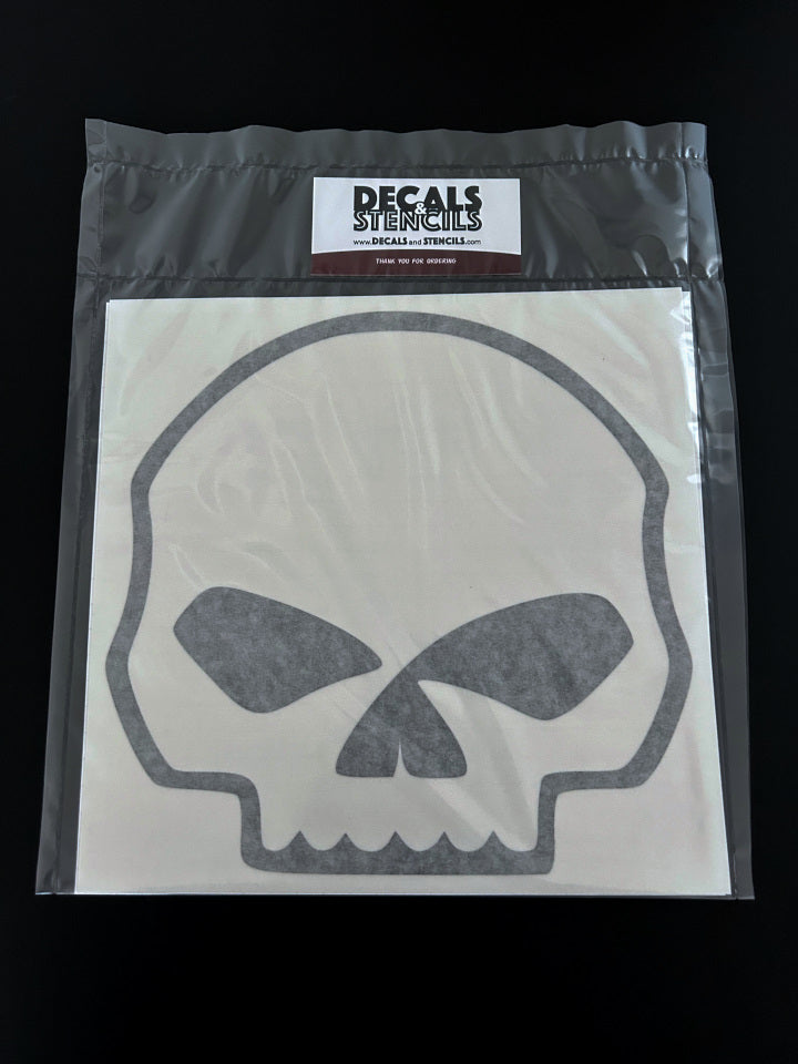 9 Inch Matte Black Outline Willie G Skull Decal 2 Pack