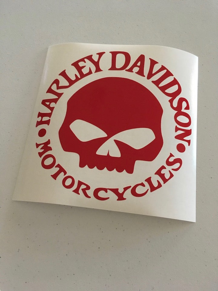 5 Inch Glossy Red HD Willie G Solid Skull Vinyl Decal