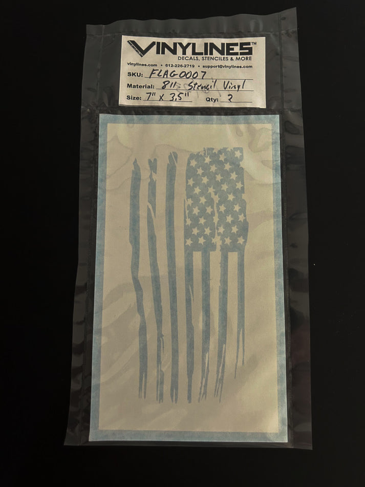 7in Positive and Negative Worn US Flag V3 Stencil – Decals and Stencils